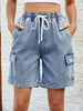 Drawstring Denim Shorts with Pockets-Teresa's Fashionista LLC