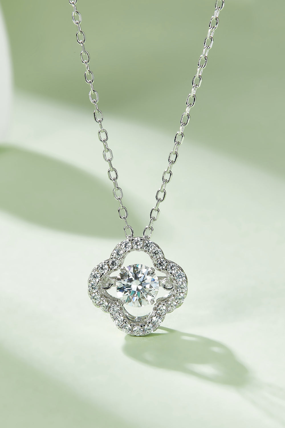 Moissanite Four Leaf Clover Pendant Necklace-Teresa's Fashionista LLC