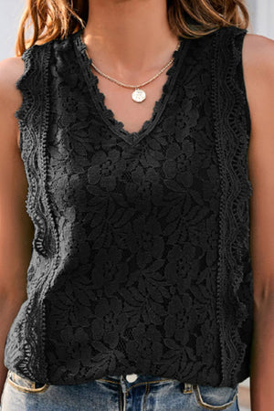 Lace V-Neck Tank-Teresa's Fashionista LLC