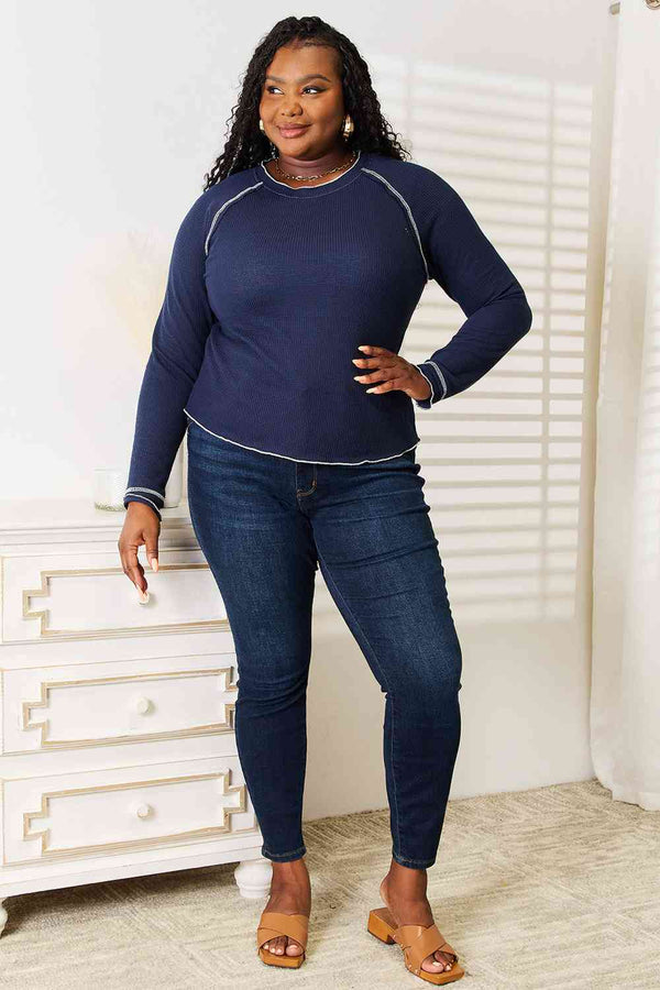 Basic Bae Long Raglan Sleeve Round Neck Top-Teresa's Fashionista LLC