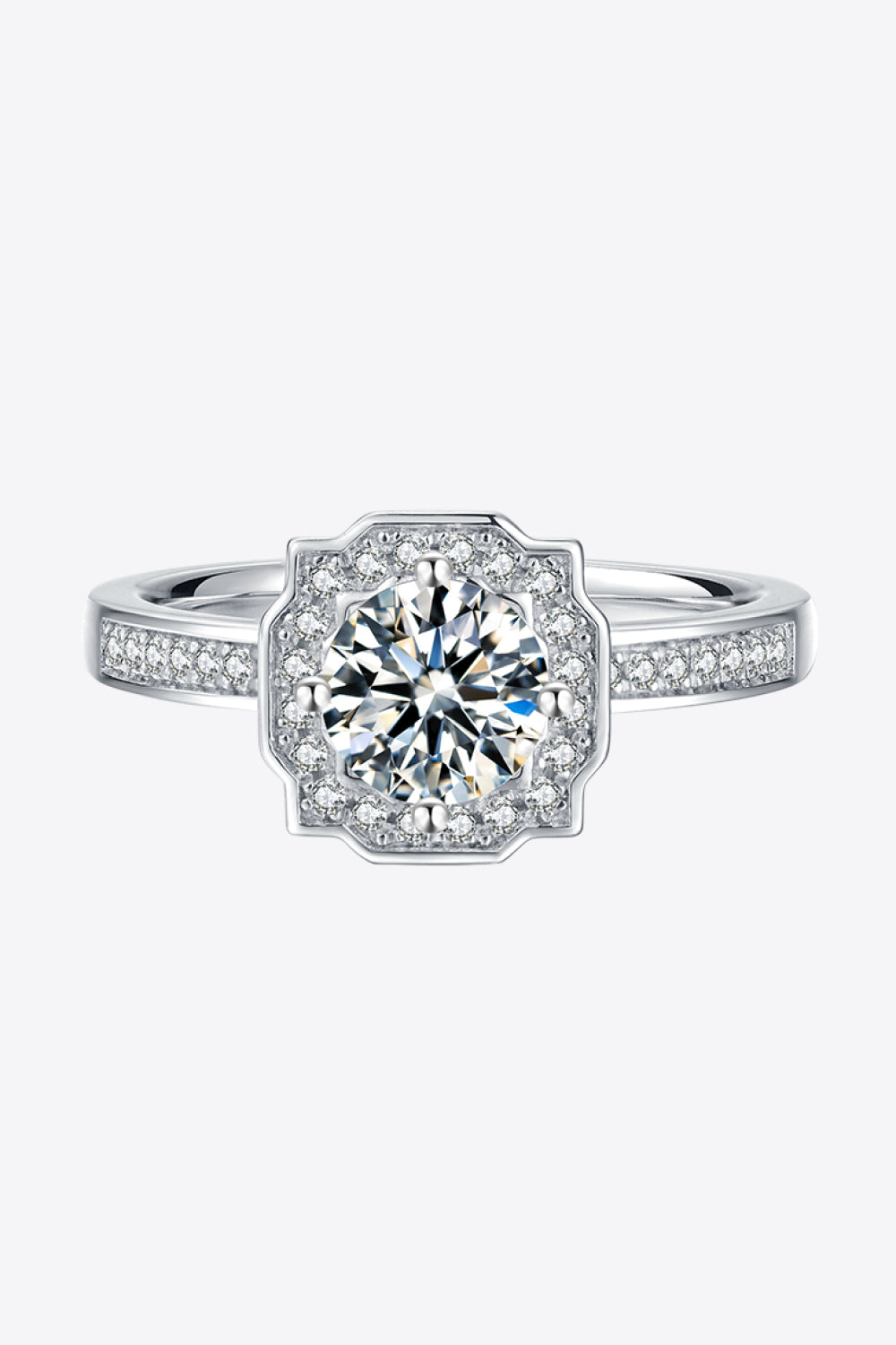 1 Carat Moissanite 925 Sterling Silver Halo Ring-Teresa's Fashionista LLC