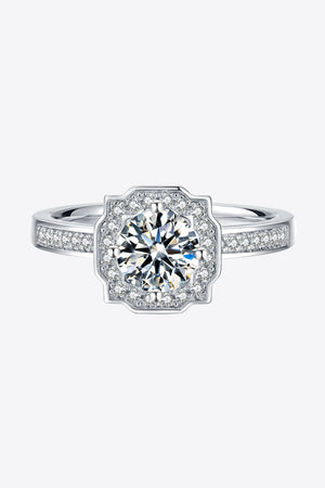 1 Carat Moissanite 925 Sterling Silver Halo Ring-Teresa's Fashionista LLC