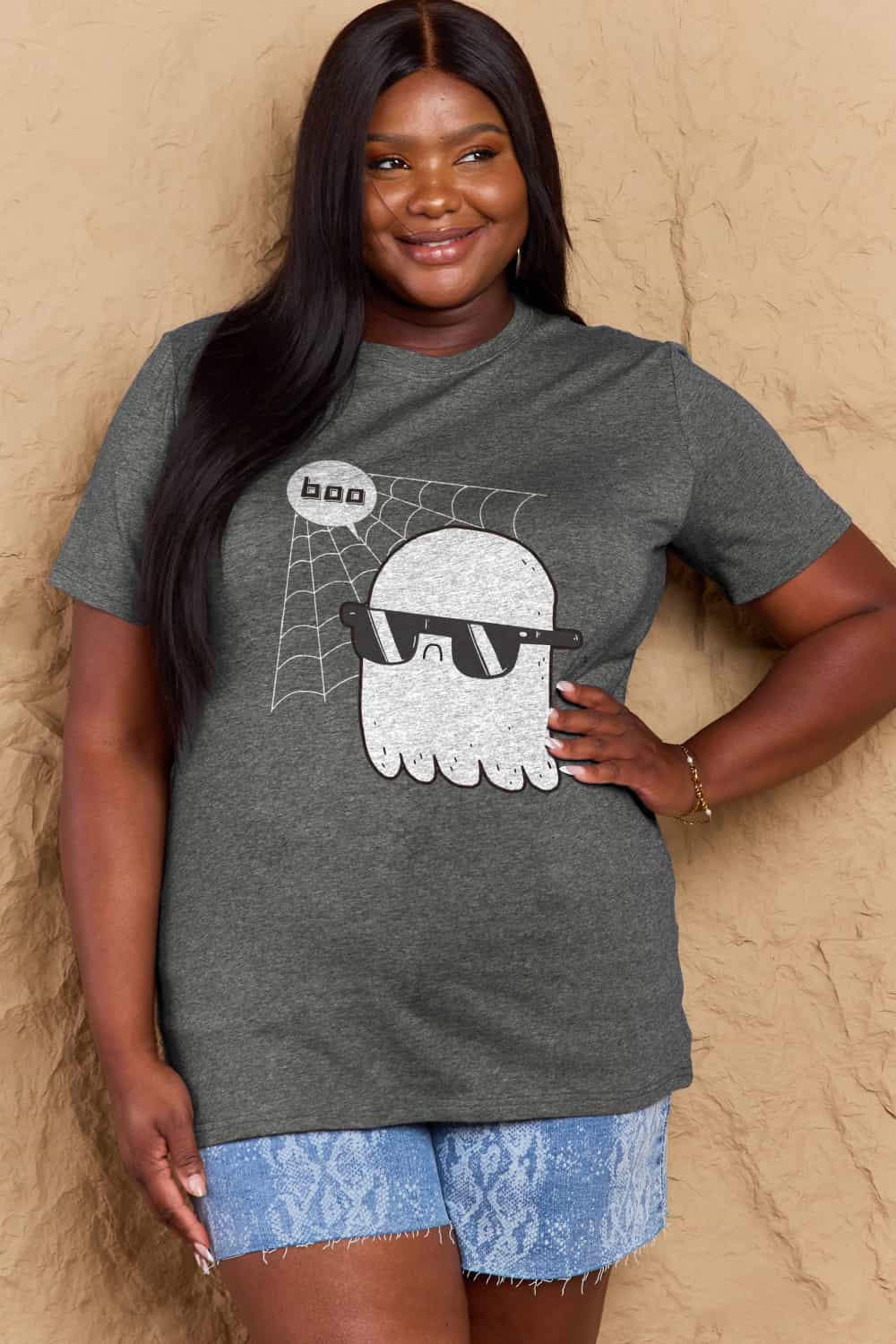 Simply Love Full Size BOO Graphic Cotton T-Shirt-Teresa&#39;s Fashionista LLC
