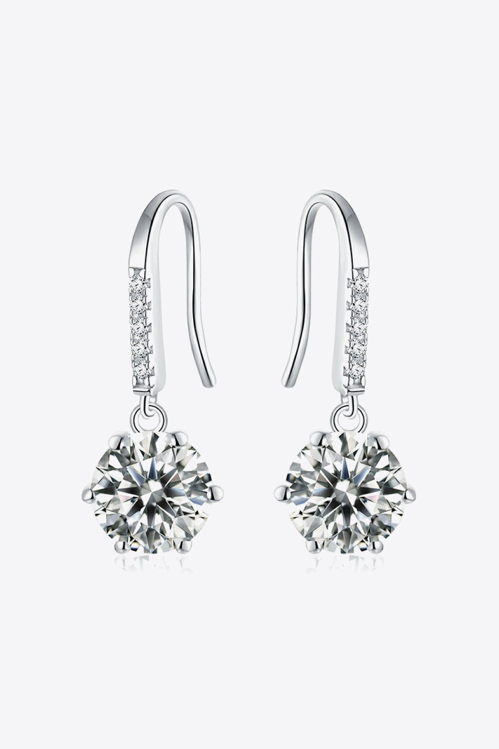 6-Prong Moissanite Drop Earrings-Teresa's Fashionista LLC