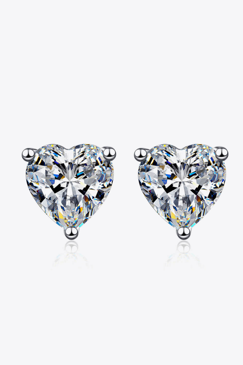 2 Carat Moissanite Heart-Shaped Stud Earrings-Teresa's Fashionista LLC