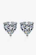 2 Carat Moissanite Heart-Shaped Stud Earrings-Teresa's Fashionista LLC