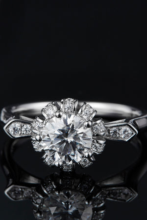 1 Carat Moissanite 925 Sterling Silver Ring-Teresa's Fashionista LLC