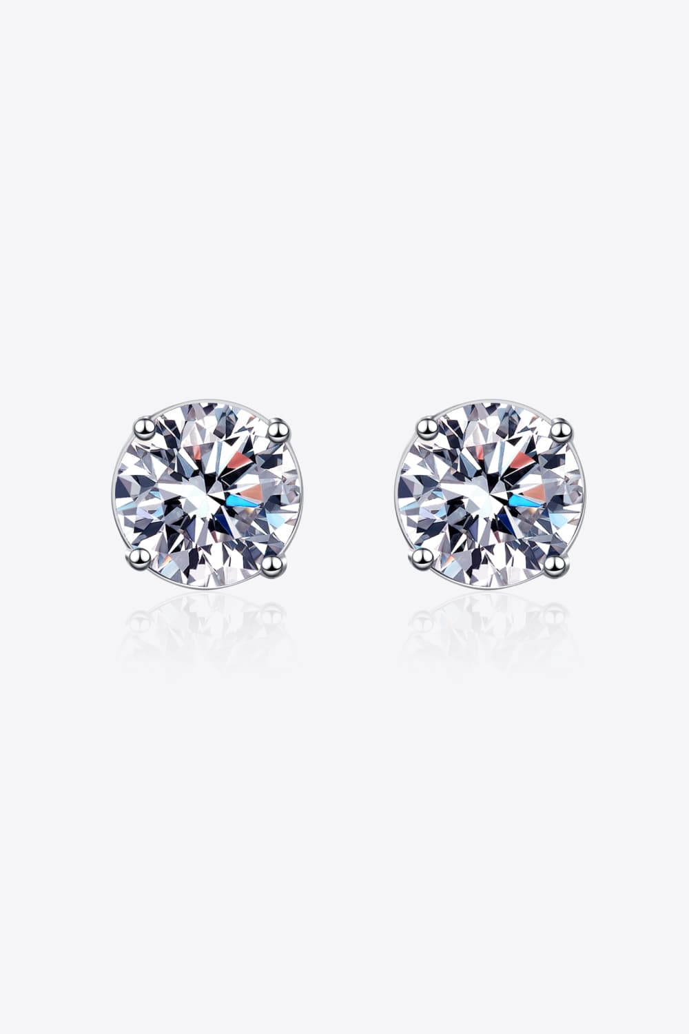 2 Carat Moissanite Rhodium-Plated Stud Earrings-Teresa&#39;s Fashionista LLC