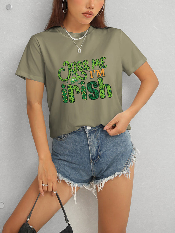 KISS ME I'M IRISH Round Neck T-Shirt-Teresa's Fashionista LLC