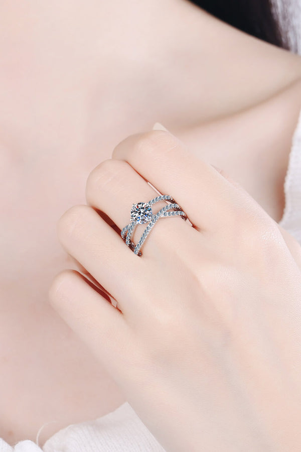 1 Carat Moissanite Crisscross Ring-Teresa's Fashionista LLC
