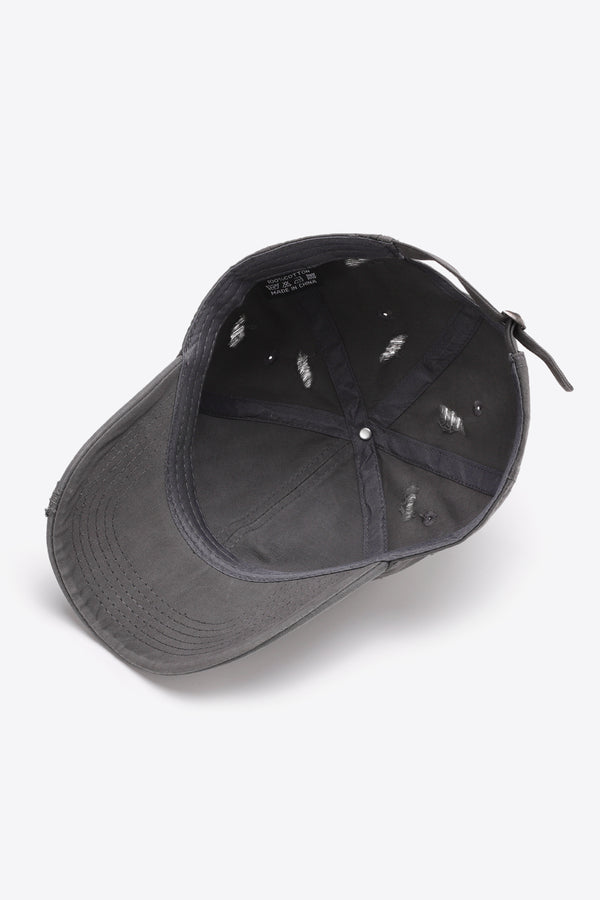 Distressed Adjustable Baseball Cap-Teresa's Fashionista LLC