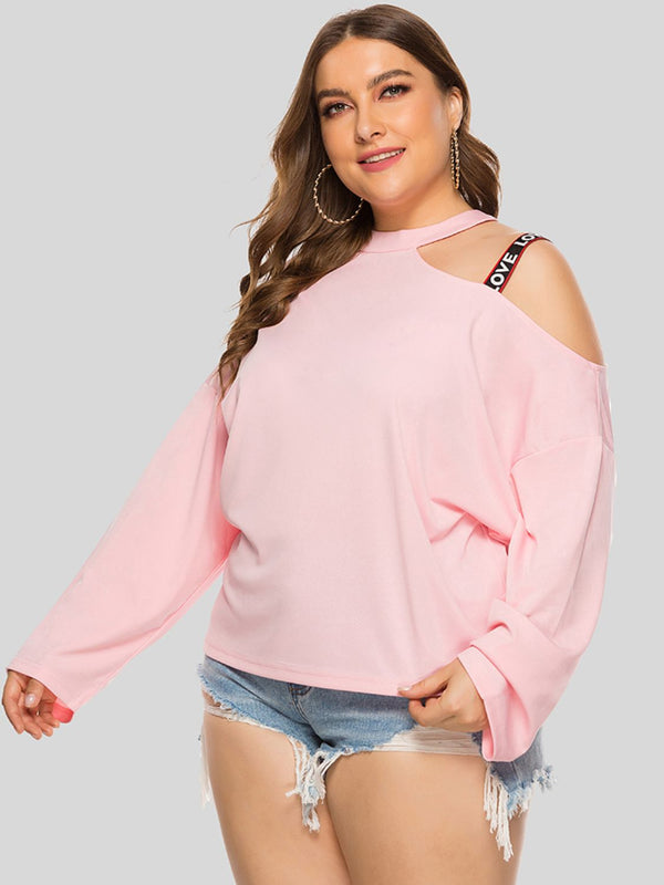 Plus Size Cold-Shoulder Round Neck Blouse-Teresa's Fashionista LLC