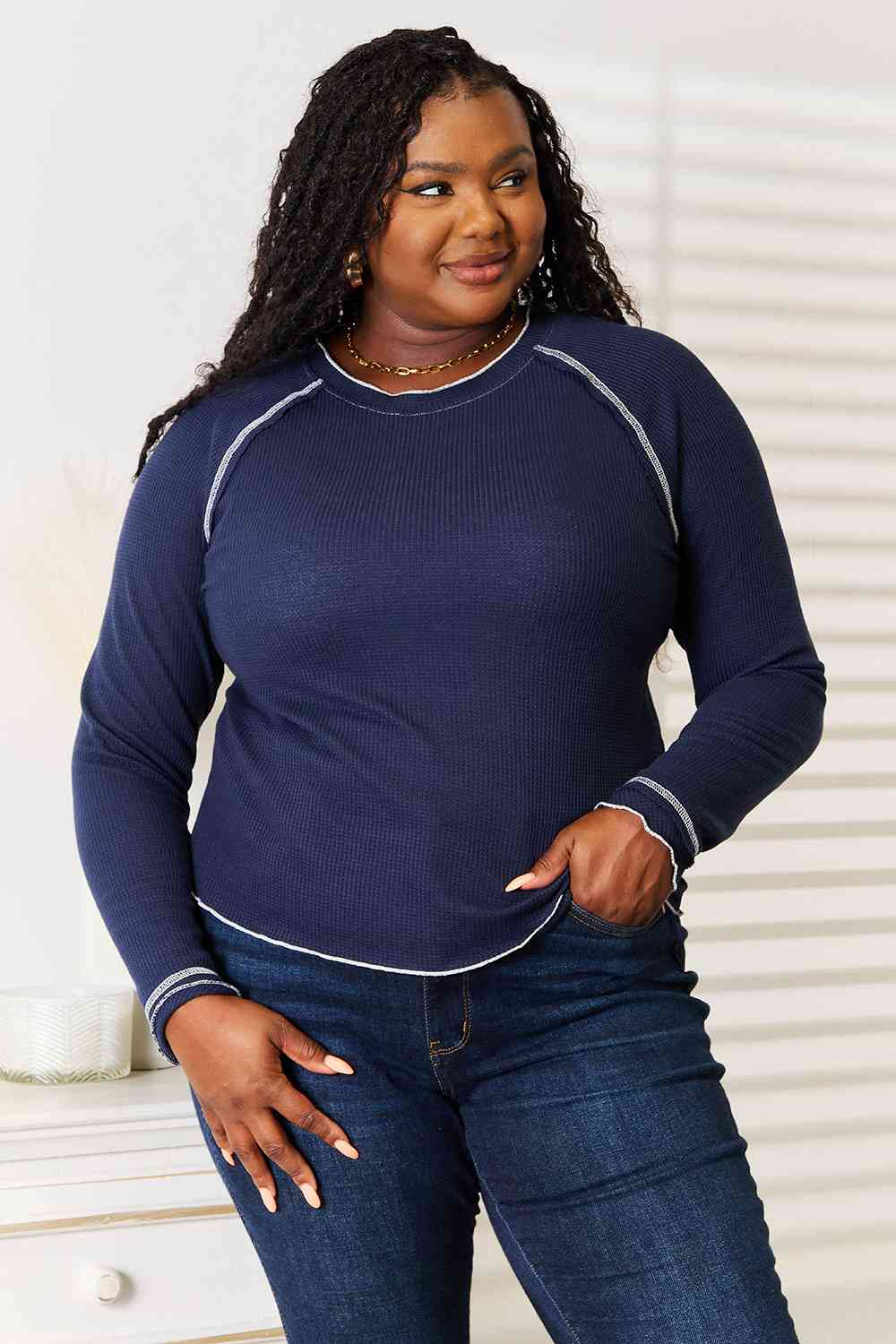 Basic Bae Long Raglan Sleeve Round Neck Top-Teresa's Fashionista LLC