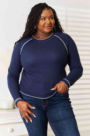 Basic Bae Long Raglan Sleeve Round Neck Top-Teresa's Fashionista LLC