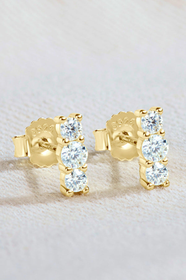 Heartbeat Rhythm 925 Sterling Silver Moissanite Stud Earrings-Teresa's Fashionista LLC