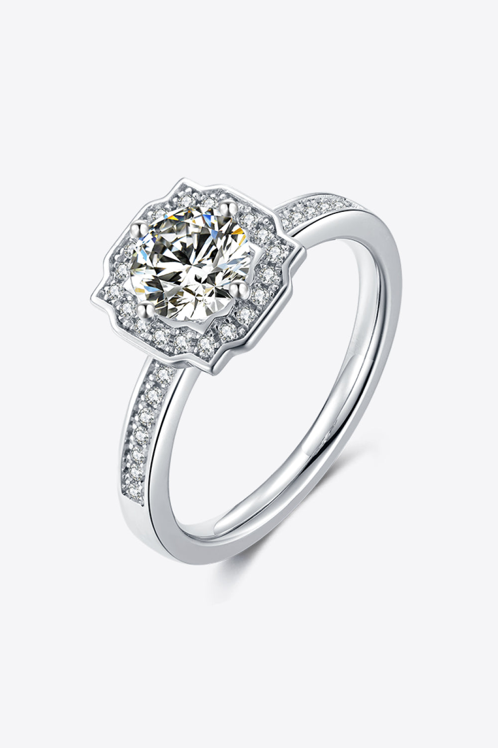 1 Carat Moissanite 925 Sterling Silver Halo Ring-Teresa's Fashionista LLC