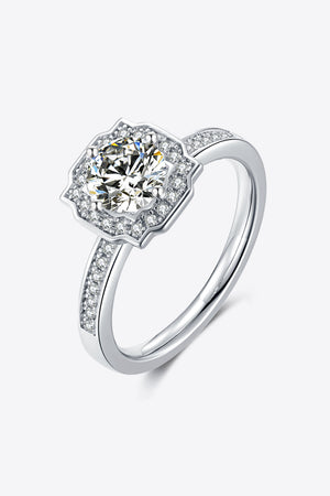 1 Carat Moissanite 925 Sterling Silver Halo Ring-Teresa's Fashionista LLC
