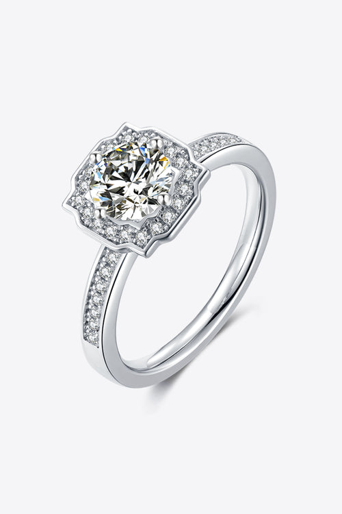 1 Carat Moissanite 925 Sterling Silver Halo Ring-Teresa's Fashionista LLC