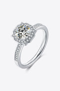 1 Carat Moissanite 925 Sterling Silver Halo Ring-Teresa's Fashionista LLC
