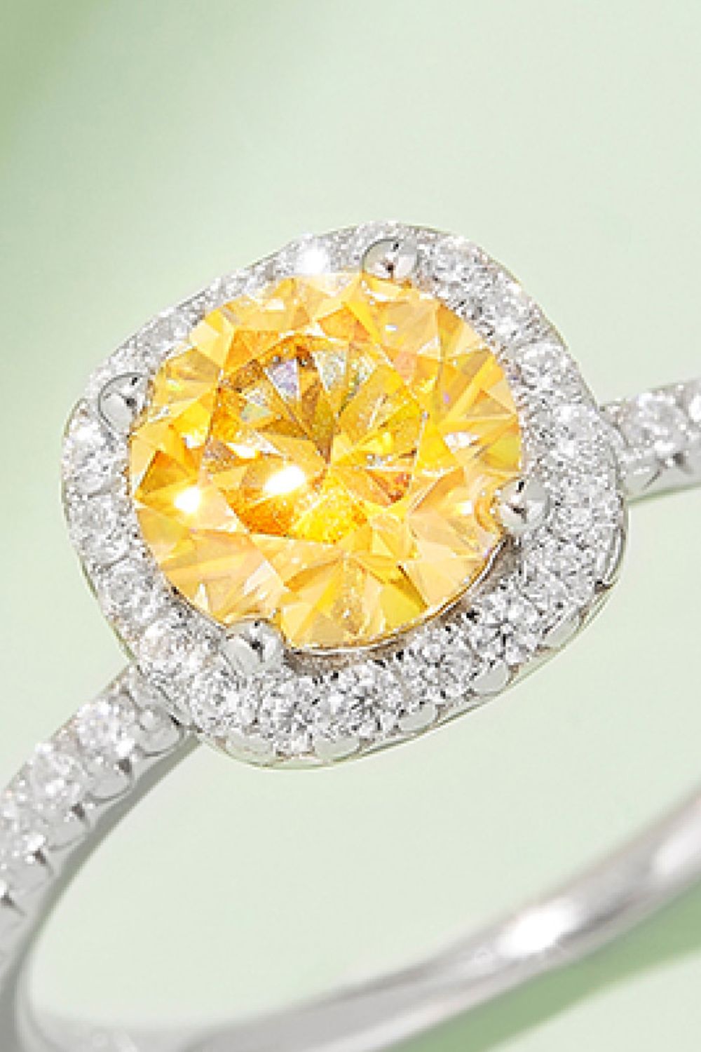 1 Carat Moissanite 925 Sterling Silver Halo Ring-Teresa&#39;s Fashionista LLC