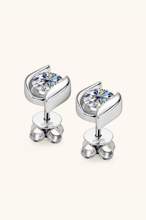 1 Carat Moissanite 925 Sterling Silver Stud Earrings-Teresa's Fashionista LLC