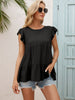Round Neck Flutter Sleeve Tiered Blouse-Teresa's Fashionista LLC