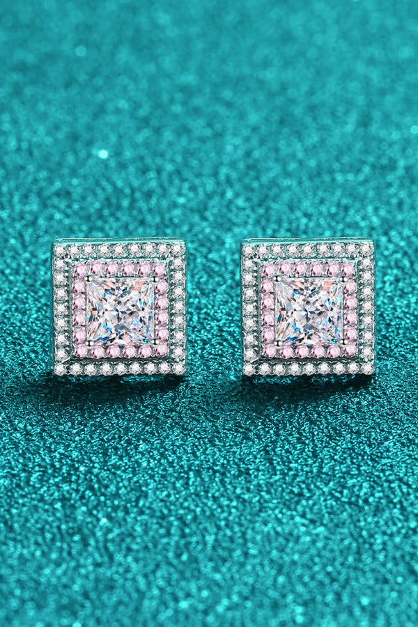 Moissanite Square Stud Earrings-Teresa's Fashionista LLC