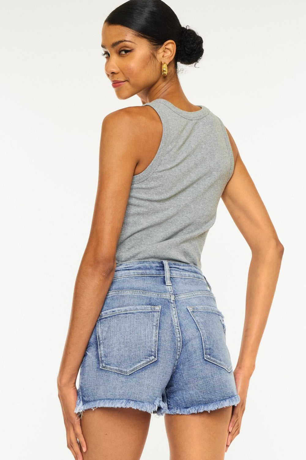 Kancan Distressed Raw Hem Denim Shorts-Teresa's Fashionista LLC