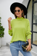 Mock Neck Dropped Shoulder Long Sleeve Sweater-Teresa's Fashionista LLC