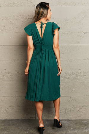 Tied Smocked Waist Flutter Sleeve Dress-Teresa's Fashionista LLC