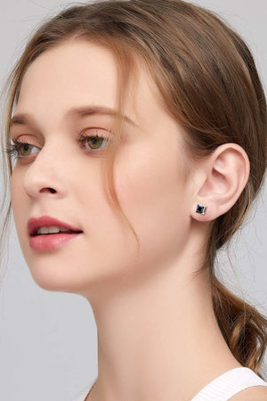 925 Sterling Silver Square Moissanite Stud Earrings-Teresa's Fashionista LLC