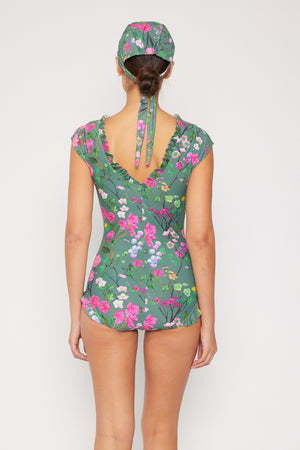 Marina West Swim Bring Me Flowers V-Neck One Piece Swimsuit In Sage-Teresa's Fashionista LLC