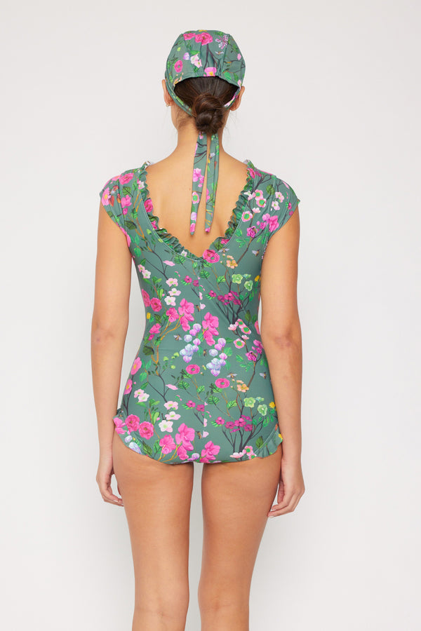 Marina West Swim Bring Me Flowers V-Neck One Piece Swimsuit In Sage-Teresa's Fashionista LLC