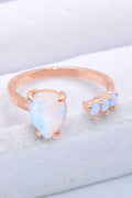 18K Rose Gold-Plated Moonstone Open Ring-Teresa's Fashionista LLC