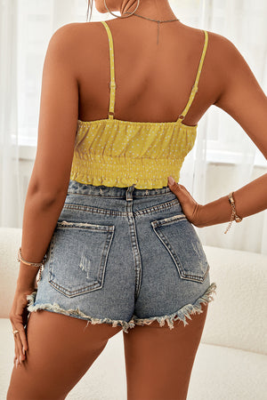 Polka Dot Tied Frill Trim Cami-Teresa's Fashionista LLC