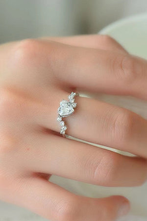 1 Carat Moissanite Heart 925 Sterling Silver Ring-Teresa's Fashionista LLC