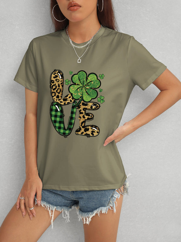 LOVE Round Neck Short Sleeve T-Shirt-Teresa's Fashionista LLC