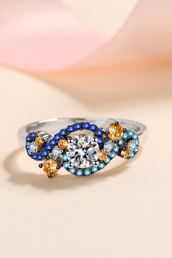 Moissanite Contrast 925 Sterling Silver Ring-Teresa's Fashionista LLC