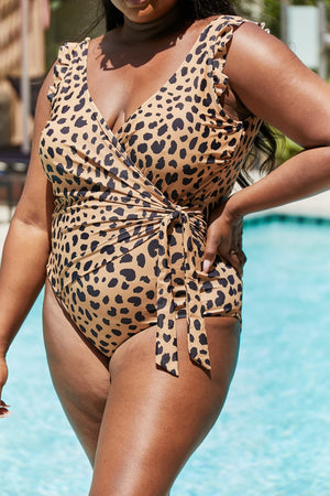 Marina West Swim Full Size Float On Ruffle Faux Wrap One-Piece in Leopard-Teresa's Fashionista LLC
