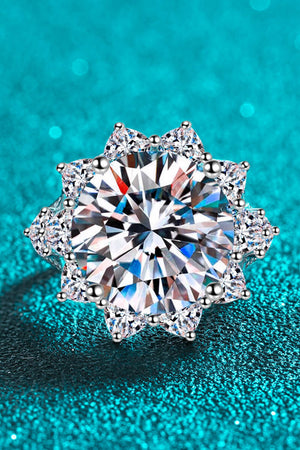 10 Carat Moissanite Flower-Shaped Ring-Teresa's Fashionista LLC
