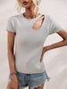 Cutout Round Neck Short Sleeve Knit Top-Teresa's Fashionista LLC