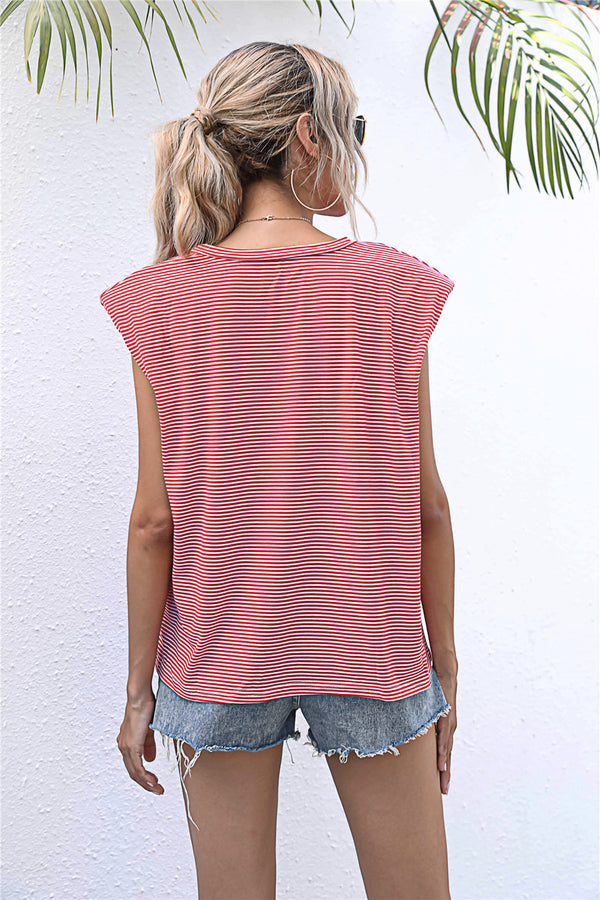 Round Neck Cap Sleeve Tee-Teresa's Fashionista LLC
