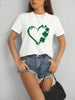 Heart Lucky Clover Round Neck Short Sleeve T-Shirt-Teresa's Fashionista LLC