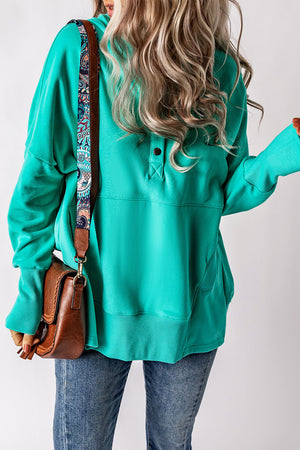 Quarter-Snap Dropped Shoulder Hoodie-Teresa's Fashionista LLC