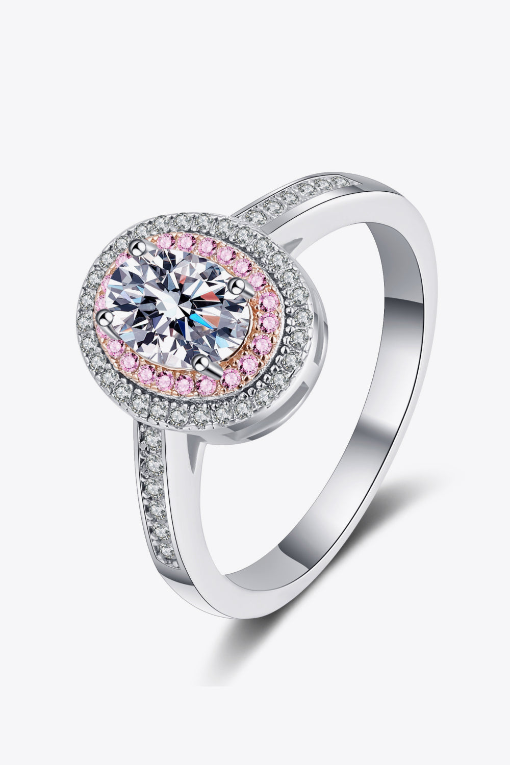 1 Carat Moissanite 925 Sterling Silver Halo Ring-Teresa's Fashionista LLC