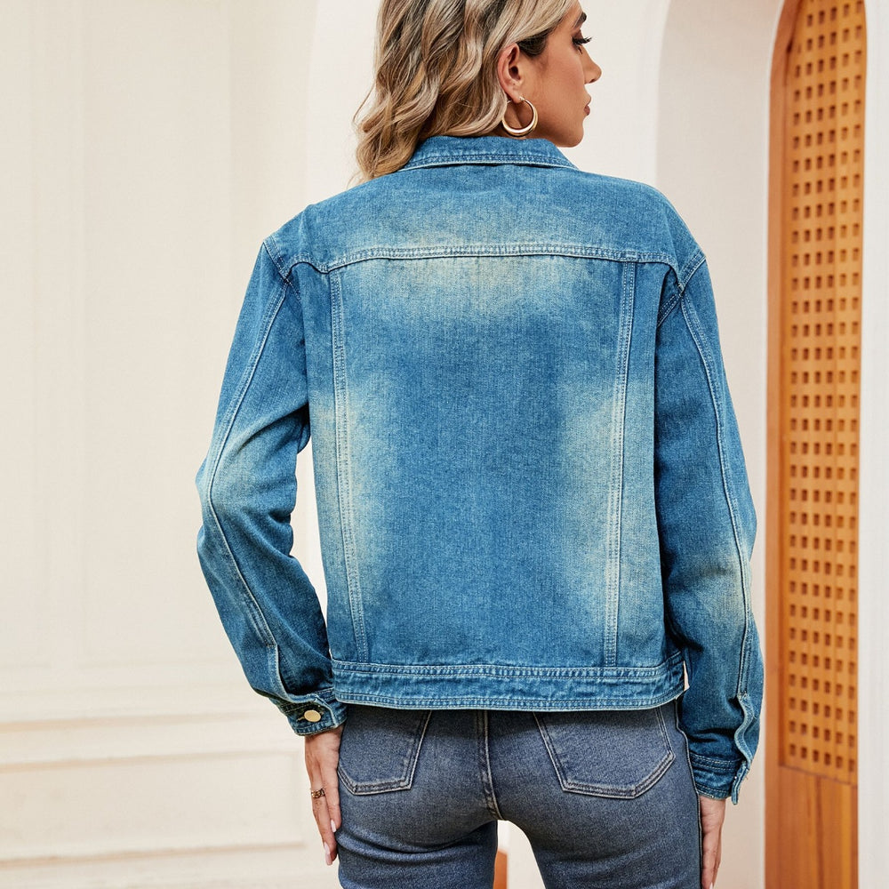 Washed Denim Jacket-Teresa's Fashionista LLC