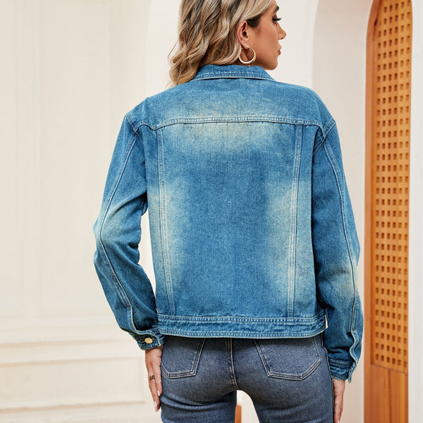 Washed Denim Jacket-Teresa's Fashionista LLC