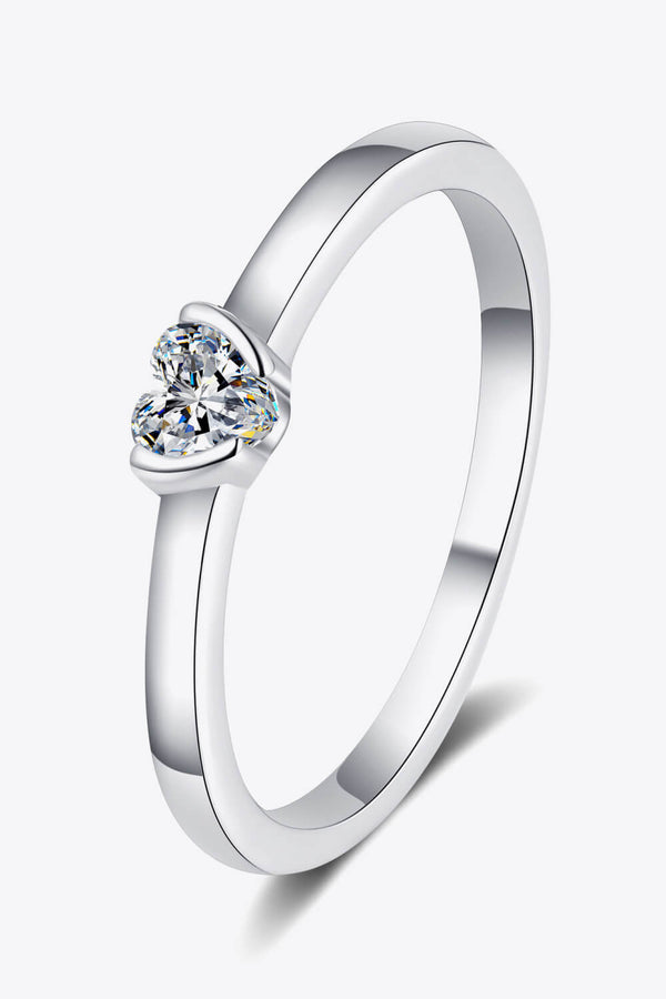 Heart-Shaped Moissanite Solitaire Ring-Teresa's Fashionista LLC