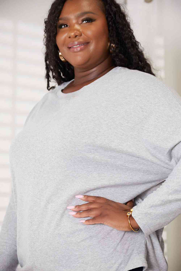 Double Take Seam Detail Round Neck Long Sleeve Top-Teresa's Fashionista LLC