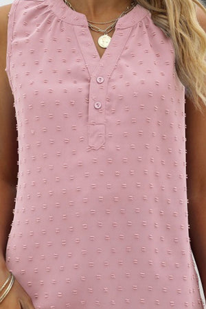 Swiss Dot Notched Neck Tank-Teresa's Fashionista LLC